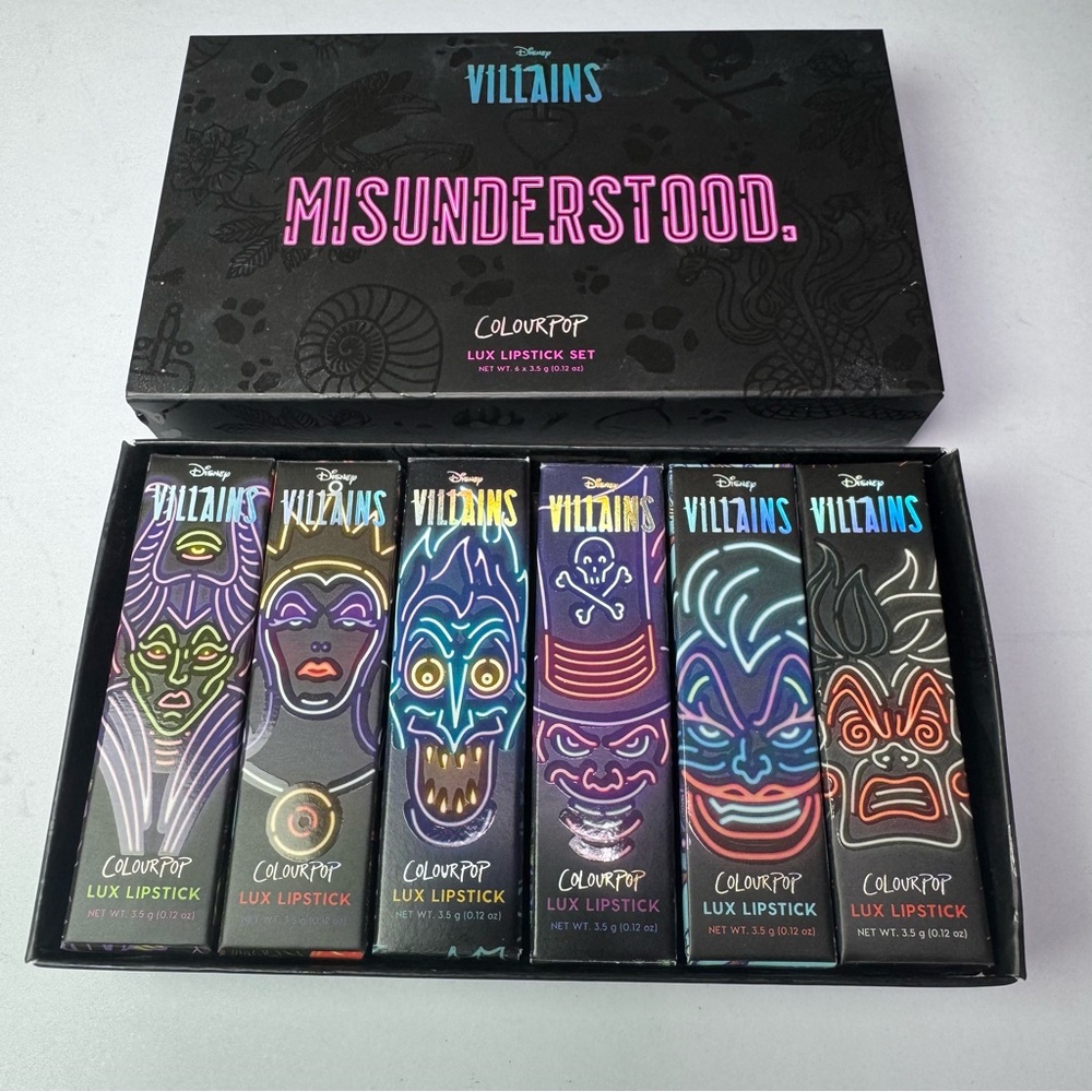COLOURPOP Disney Villains Misunderstood Luxe Lipstick Set‎ Crème and Matte NEW